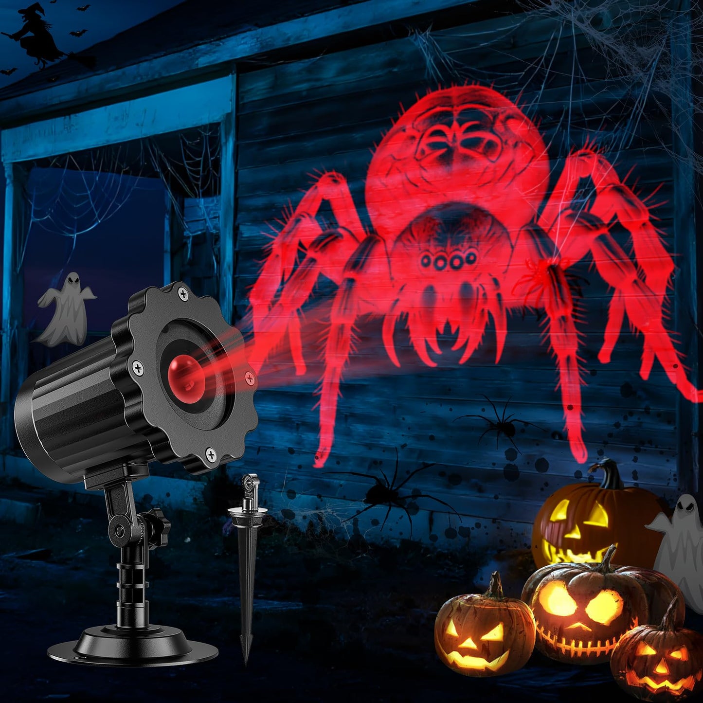 Halloween Projector Lights Outdoor Indoor - 3D Dynamic Halloween Decorations, Waterproof Holiday Light for Window, Wall,Cemetery, Holiday Decor-Spider