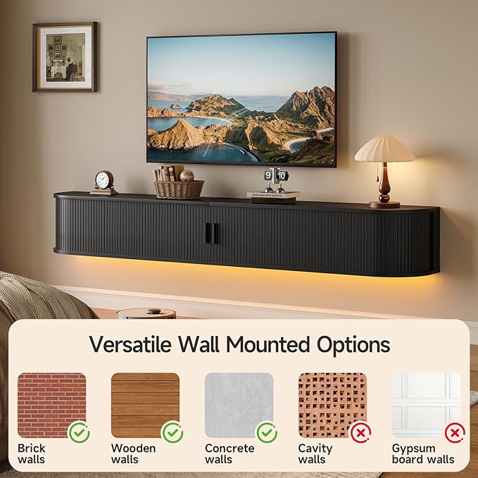 80" Floating TV Stand with Power Outlet