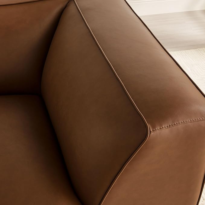 Modway Auren Vegan Leather Corner Modular Chair in Coffee