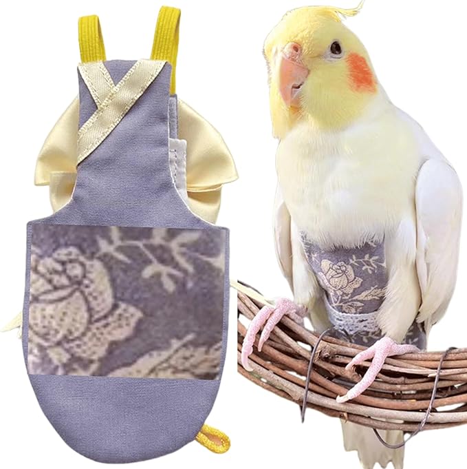 Bird Flight Suits Diapers, Parrot Flight Suits Diapers for Quaker Parakeets Cockatiels Conures Macaw African Grey, Bird Diaper, Parrot Clothes (Grey A,Macaw)