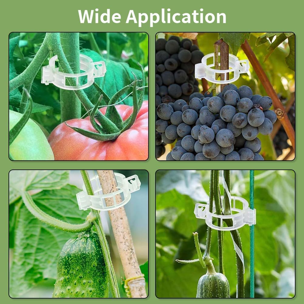 Lyngvio 100Pcs Secured Plastic Plant Clip, 2026 Upgrade Plant Support Clips Reusable Garden Clips, Garden Clips for Climbing Plants Tomato Grape Vine Vegetables Plant Fixing Clips (50, Green)