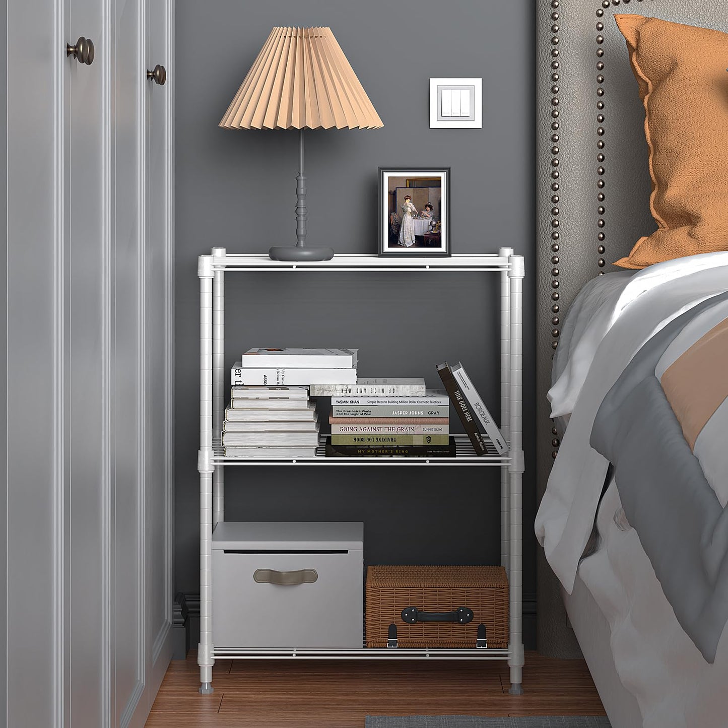 M MZG 450 lbs Wire Storage Shelving 3-Tier Utility Shelving Unit Steel Organizer Wire Rack for Home,Kitchen,Office,White (11.8" D x 17.7" W x 26.4" H)