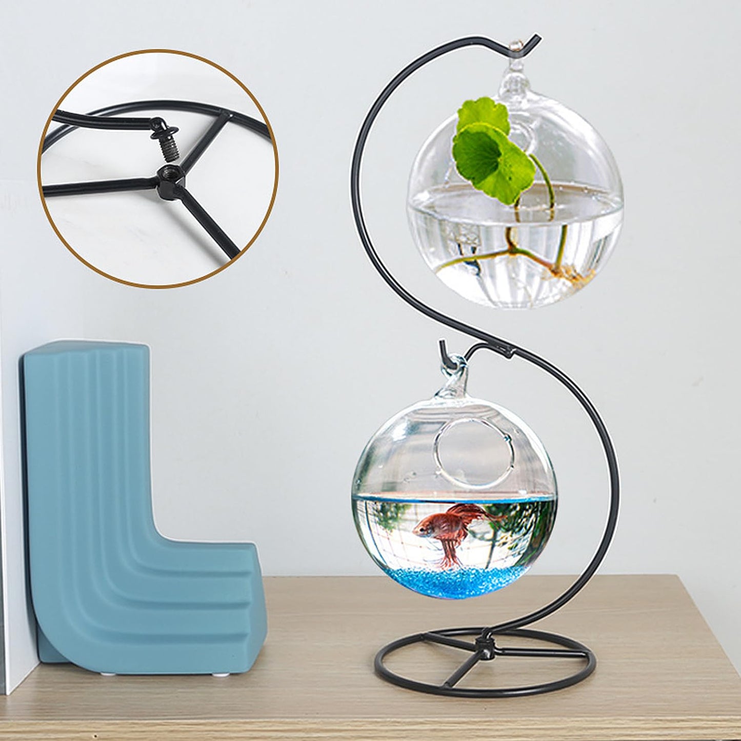 YOLDEGII Ornament Display Stand, Ornament Hanger Holder Glass Ball Air Plant Holder, Hanging Terrarium Stand for Christmas Wedding, Home Office Decor(S-Style)