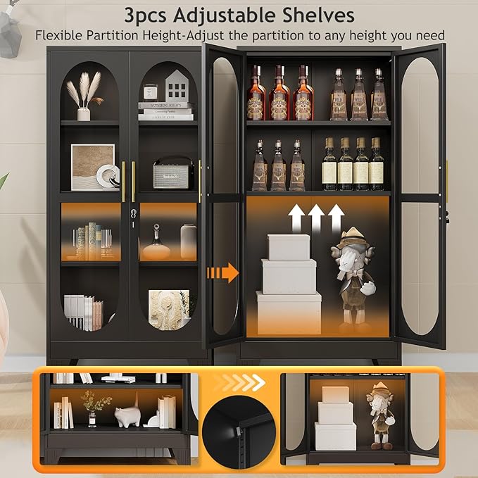 PAOFIN 61" H Locking Display Cabinet