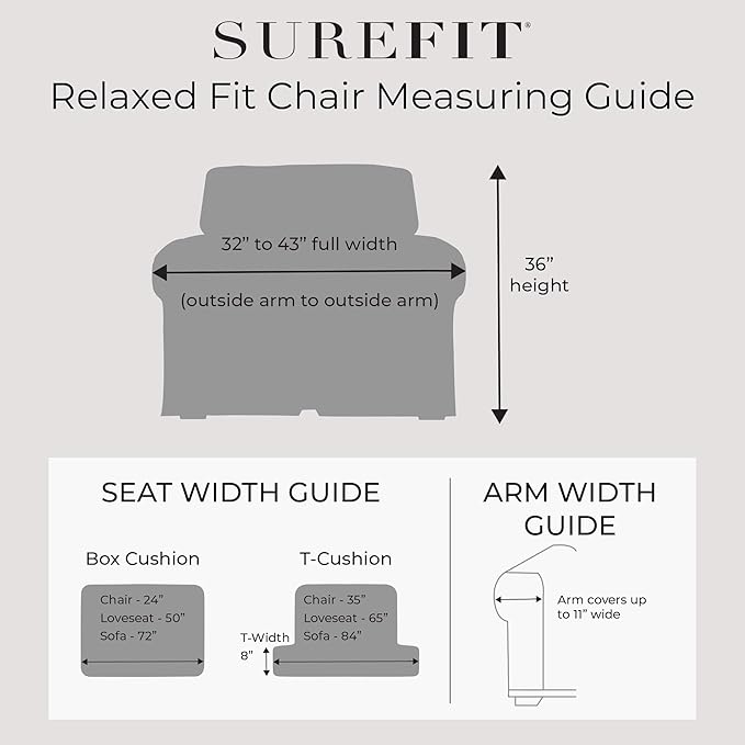 SureFit Cotton Duck Armchair Box Cushion One Piece Slipcover, Chair Cover