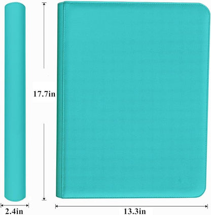 Trading Card Binder 16 Pocket, 1664 Pockets Ringless PU Cover Card Collection Binder, Double Sided Card Binder Collector Album, Card Folder for MTG, TCG, Sports Cards, Game Card (Teal, 16Pockets)