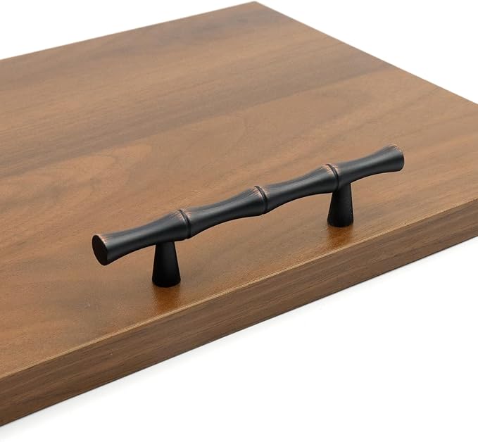2PCS Bamboo Cabinet Pulls 3 Inch Hole Distance Dresser Handle Black and Red