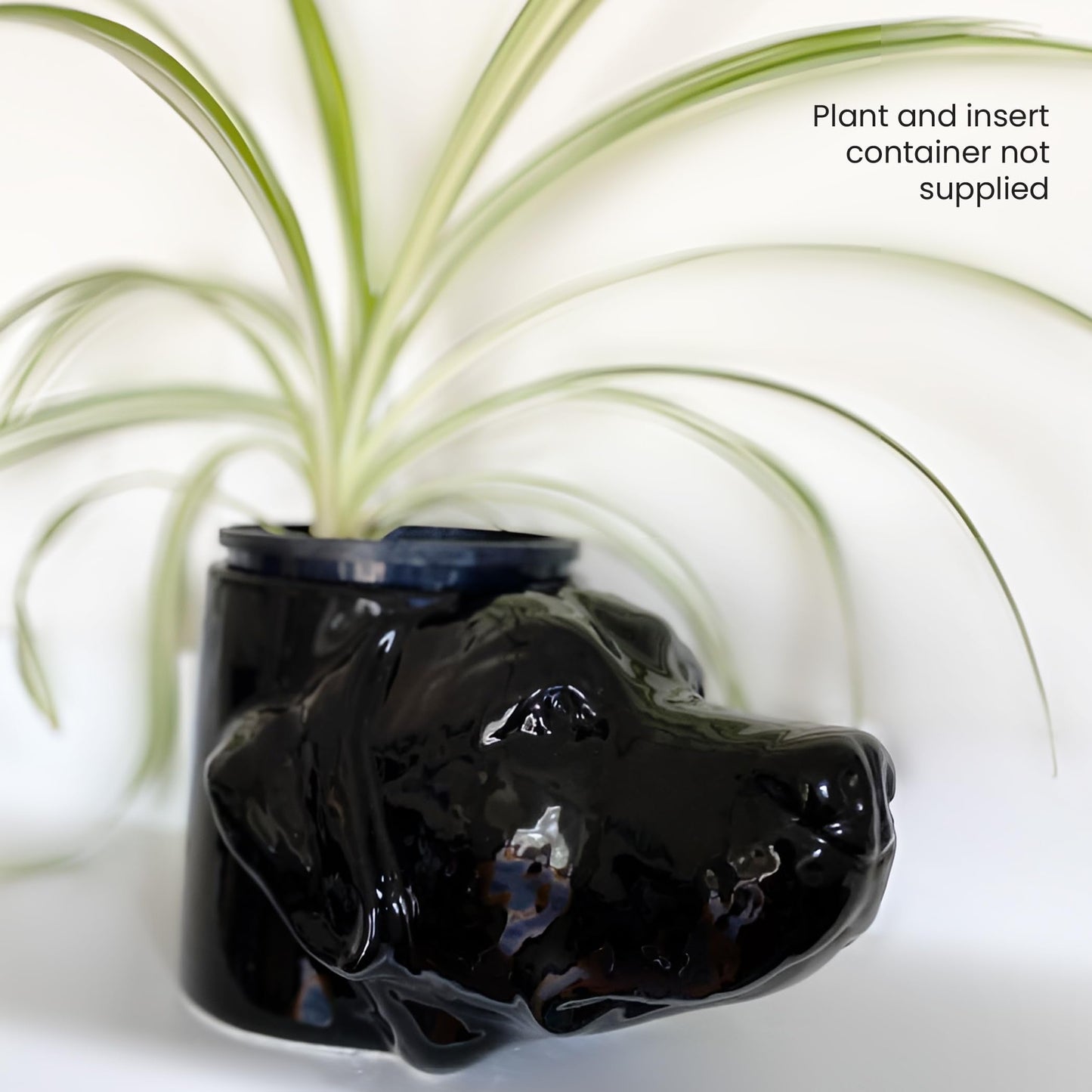 Novelty Labrador Retriever Dog Head Planter w/Drainage, Yellow, Black, Chocolate Lab Mom Dad Gift, Ceramic Pot (Black)