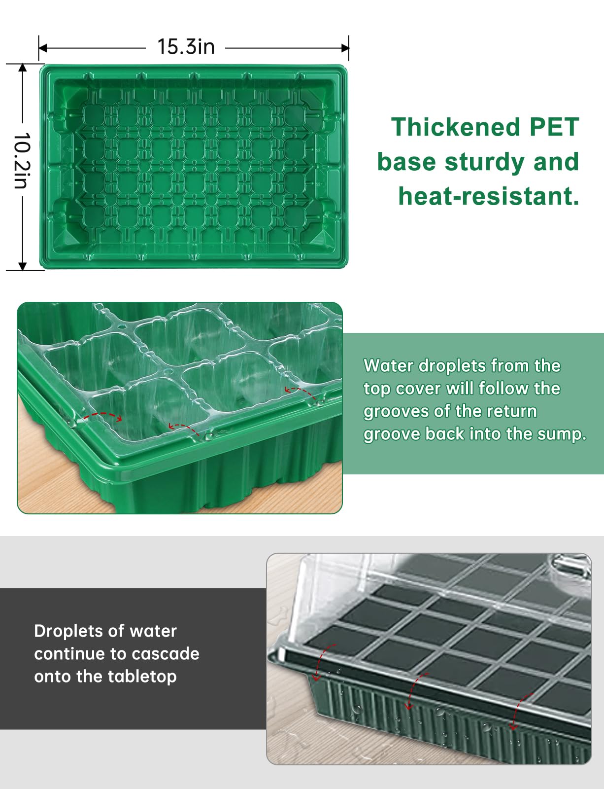 2 Packs Large Seed Starter Tray, Adjustable Brightness and Timer with 48 Full Spectrum LEDs, Seed Starter Kit with Drainage Holes, Tools and Labels for Indoor Plant Growing and Outdoor Gardening