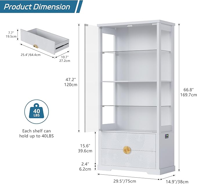 TAGELIER RGB Glass Display Cabinet