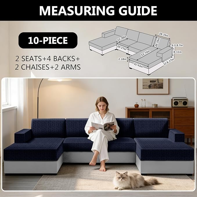 UNBBRRL 10 Pieces Stretch Sofa Cushion Covers