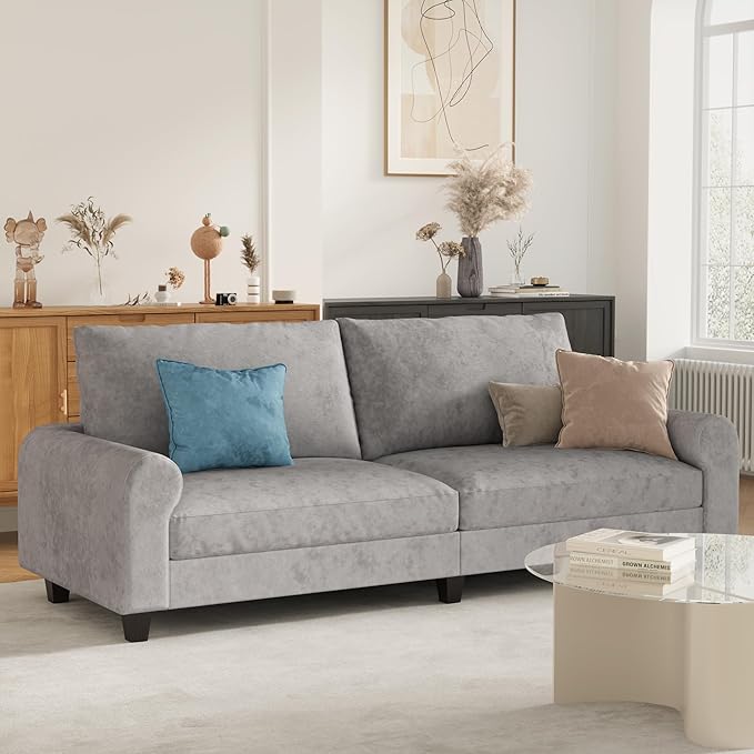 EASE MOOSE 88.5" Large Seat Velvet Loveseat Sofa, Soft Deep Seat Couches