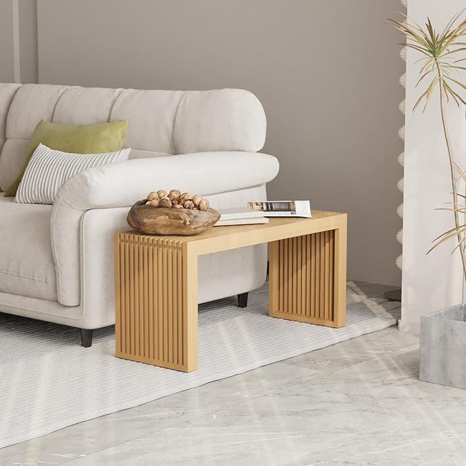 Bamboo Dining Bench, 35 inch Farmhouse Decor Indoor Kitchen Table Bench