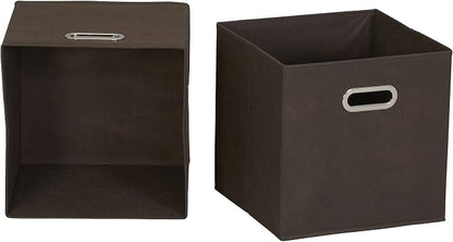 Household Essentials Foldable Fabric Storage Cubes 6-Pack – 11x11x11 Stackable Non-Woven Bins with Chipboard Sides & Grommet Handles – Closet, Shelf, Nursery, or Office Organizer – Chocolate Brown