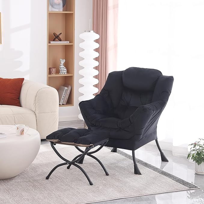 MBOOYOME Lazy Chair with Folding Ottoman, Modern Accent Lounge Armchair with