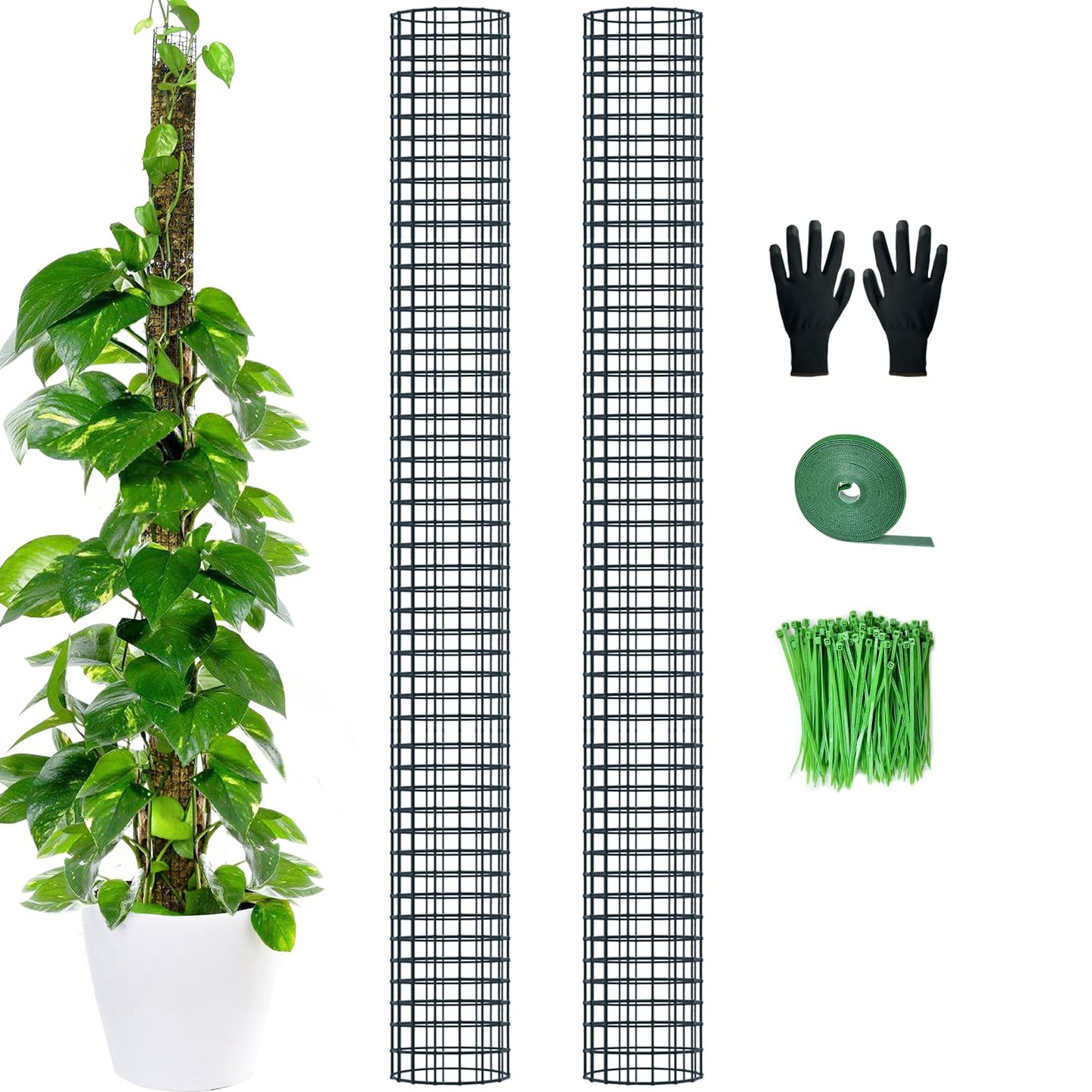 60" Metal Moss Pole, 2 Pack Moss Poles for Plants Monstera, Stackable Sphagnum Moss Pole, Plant Poles for Climbing Plants Work with Sphagnum Moss(2 Pack 60")