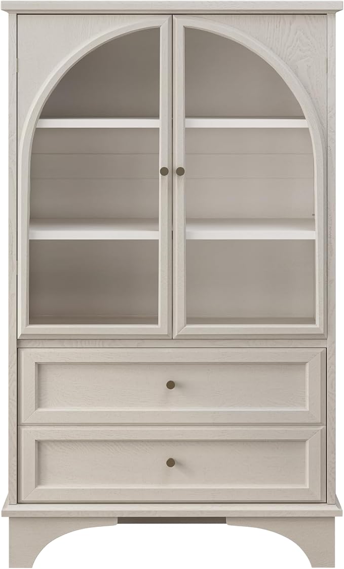 52" Tall Display Cabinet with Glass Doors, Glass Display Case Storage Cabinets