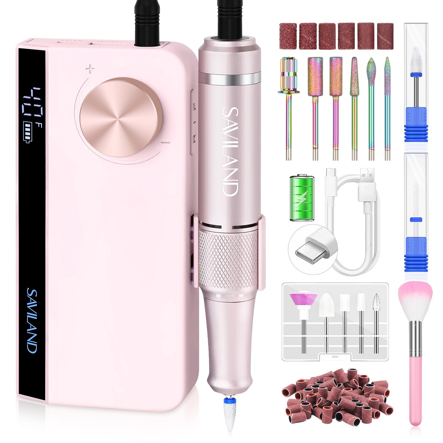 SAVILAND Electric Nail Drill Professional: 40000RPM Upgrad Nail Drill Kit 2025 Beautiful Gradient Sunset Color Scheme Nail D rill Machine Portable Nail File & Buffers Salon Use Manicure Pedicure