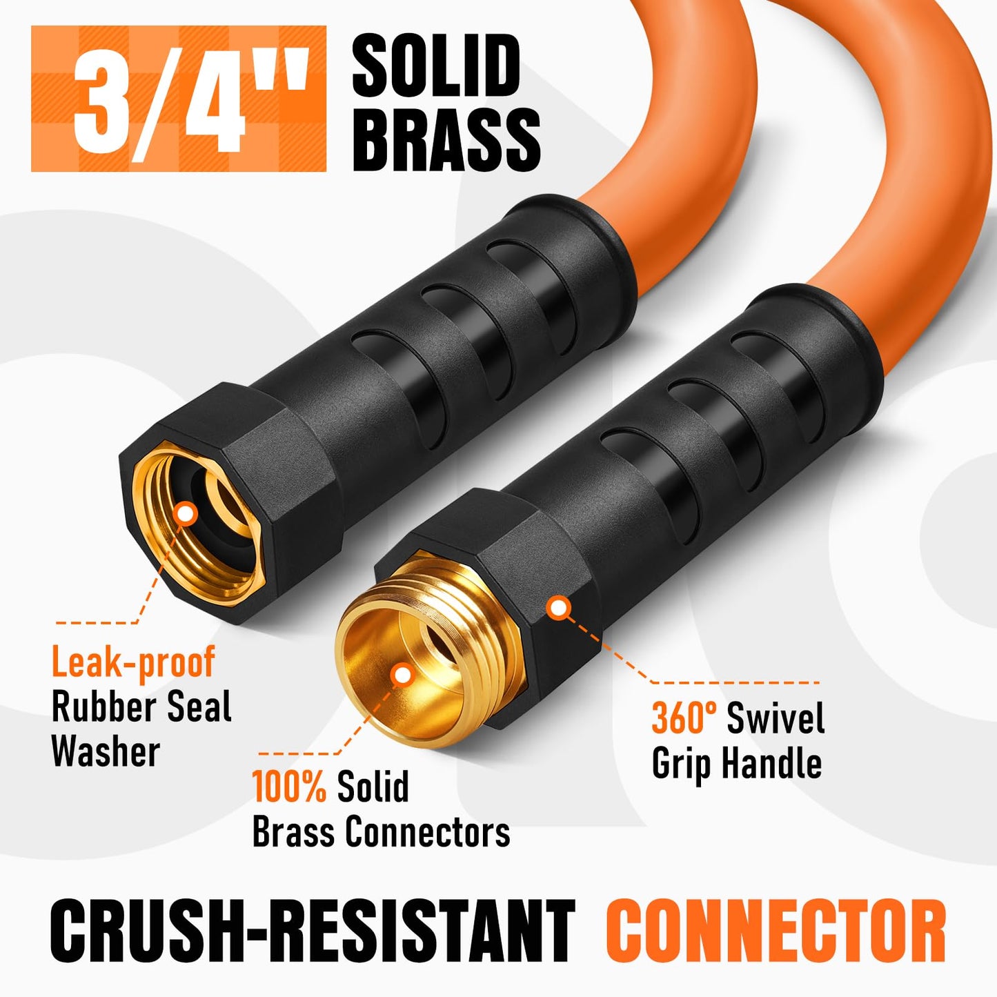 Garden Hose 25 ft x 5/8", NON-EXPANDING Flexible Water Hose, Kink Resistant Lightweight Hybrid Hose, Leakproof Yard Hose with Male to Female Fittings
