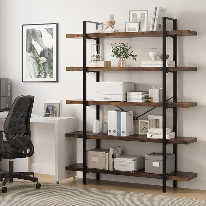 OtterOasis Heavy Duty 5-Tier Industrial Bookcase, 120lbs Shelf Capacity