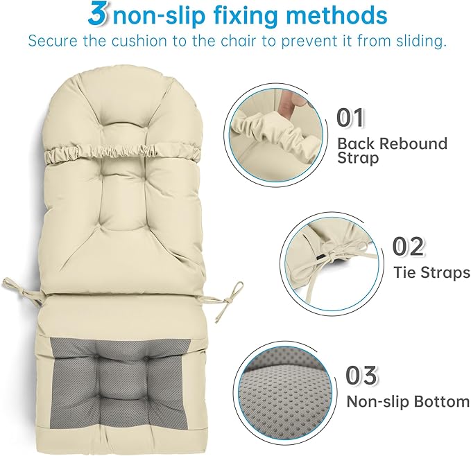 Adirondack Chair Cushion Tufted Waterproof Outdoor Rocking Chair Cushions
