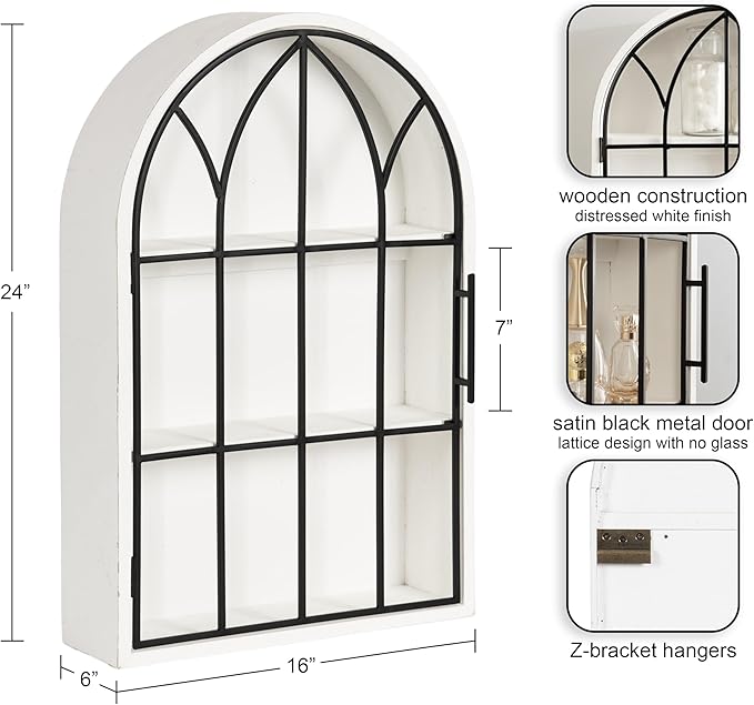 Kate and Laurel Megara Decorative Wooden Hanging Arched Wall Cabinet