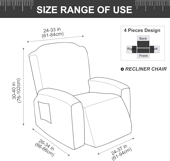 Genina Recliner Chair Covers, Stretch Reclining Chair Cover, Recliner Sofa