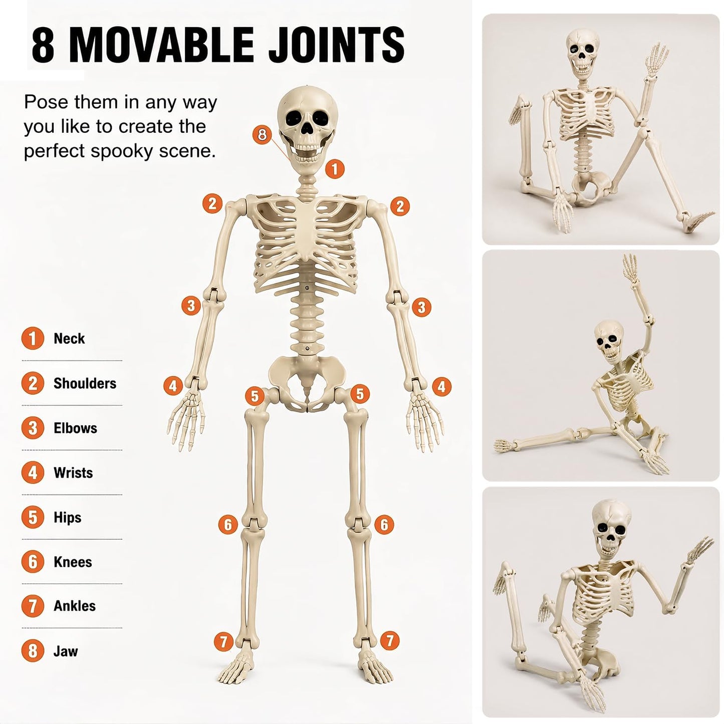 Aimeiar 2PCS 36" 3FT Posable Life Size Child Skeletons for Halloween Yard Decor Porch