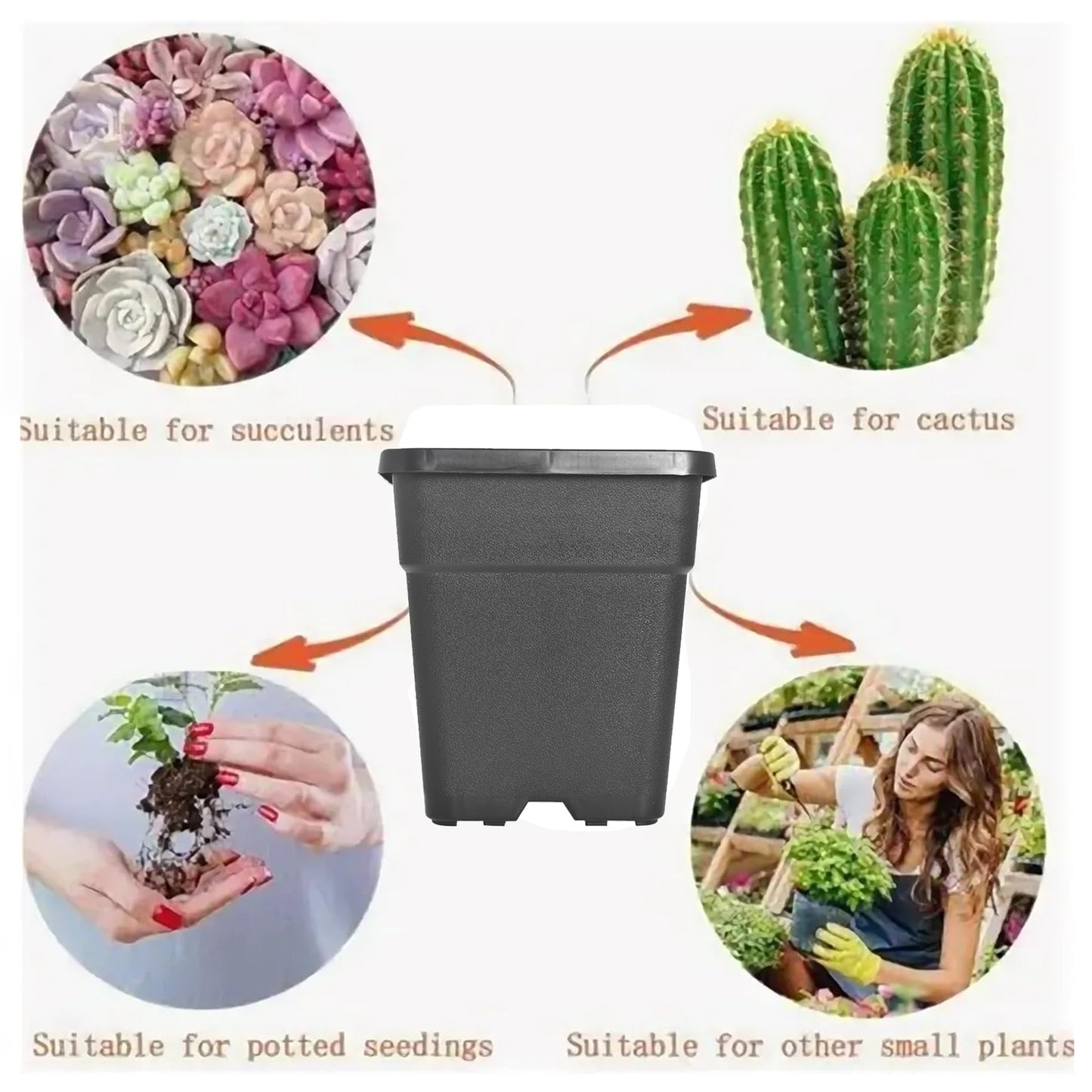 YSMN 10 Pcs 1.4 Gallon Black Square Nursery Pots with Drainage Holes and Plant Flexible Seedling Pots Seed Starting Planter for Indoor Outdoor Flowers