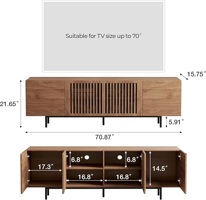 70.87" Mid-Century Modern TV Stand, Entertainment Center