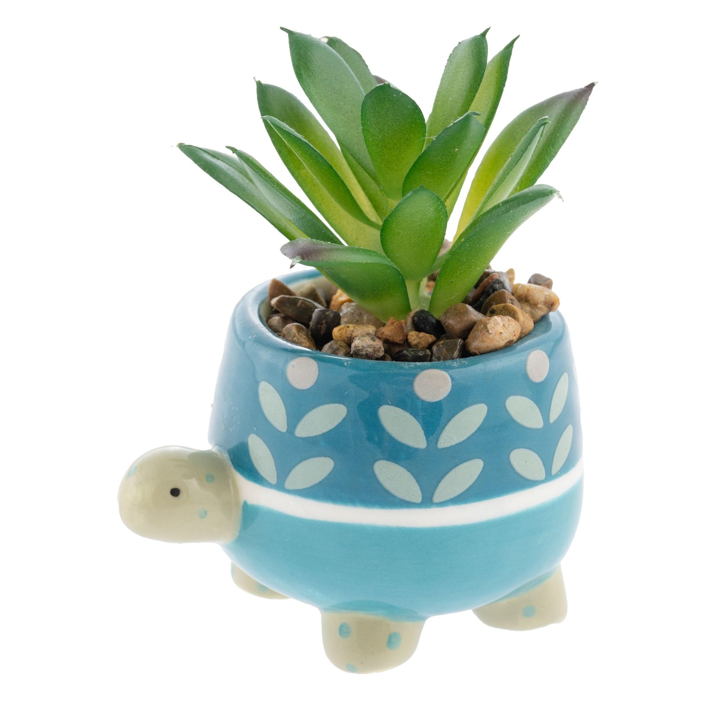Karma, Shaped Artificial Succulents in Ceramic Pot, Faux Mini Succulent Plant, Desk Decor, Office Plants - Turtle