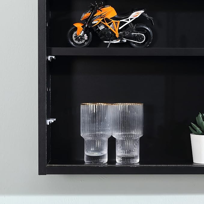 HOMCOM 5-Tier Display Cabinet, Glass Door Cabinet