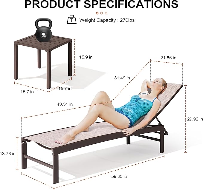 Crestlive Products Outdoor Pool Lounge Chairs Set of 2