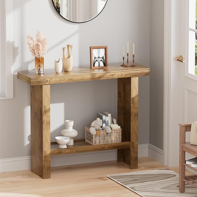 LIFECHOVY Farmhouse Wood Entryway Table Narrow Console Tables