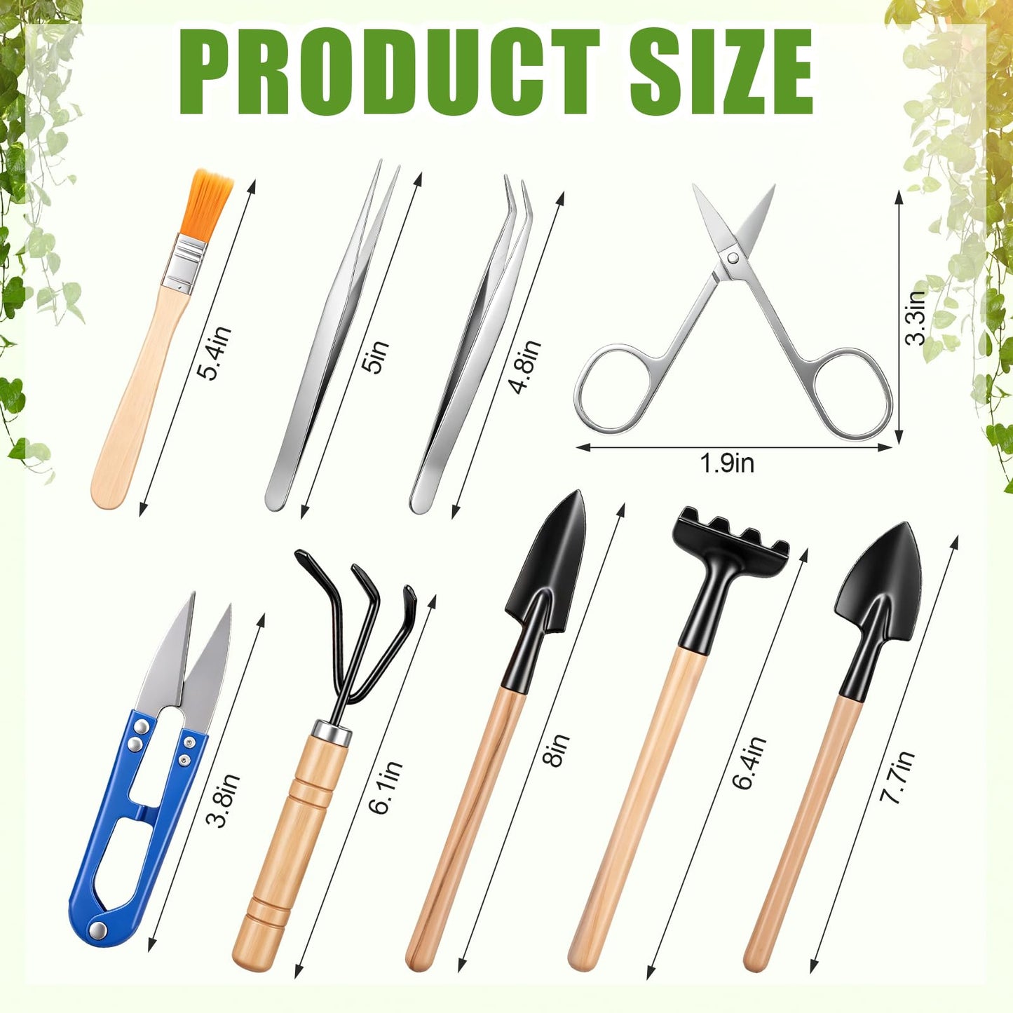 Lanties 8 Sets Kids Mini Gardening Tools with Storage Bags Succulent Potting Planting Kit Indoor with Metal Rake Trowel and Shovel Small Gardening Tools for Cultivating Weeding Transplanting
