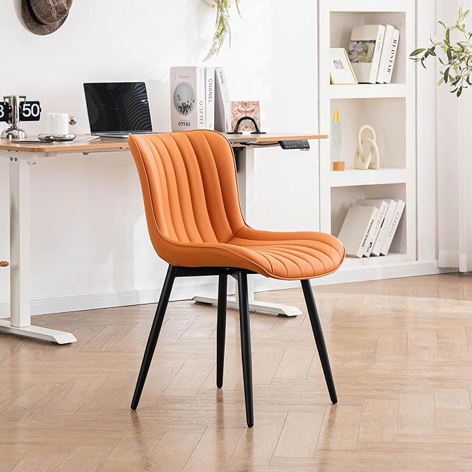 YOUNUOKE Dining Chairs Set of 2 Camel Mid Century Modern Kitchen Chairs Armless