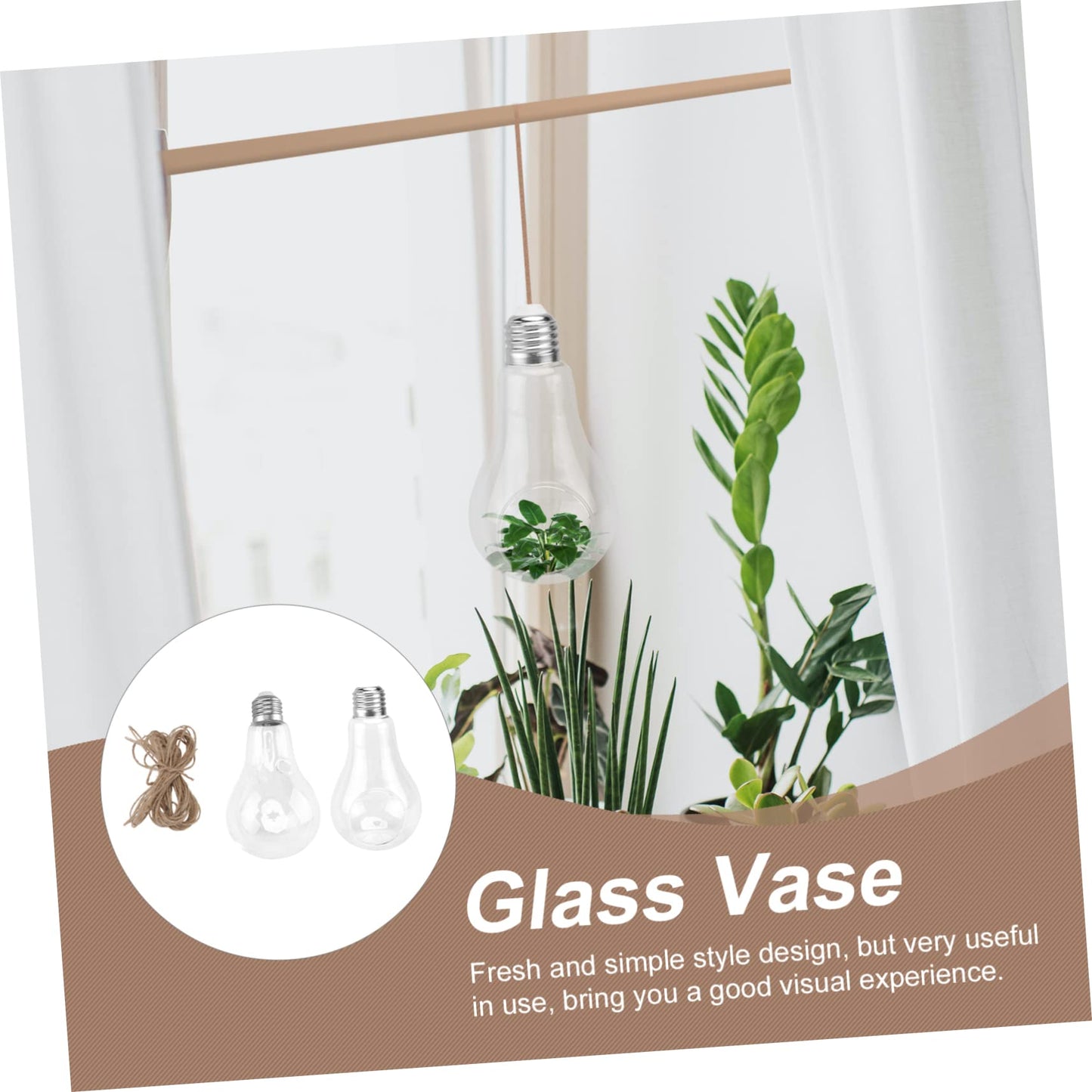 LIOOBO 2pcs Glass Succulent Vase Terrarium Container Home Decor Real Plants Indoor Wall Decor