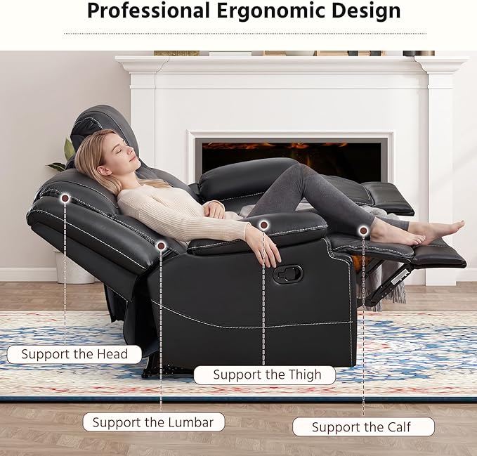 ANJ Premium Genuine Manual Reclining Sofa Set, Included Single Recliner Chair