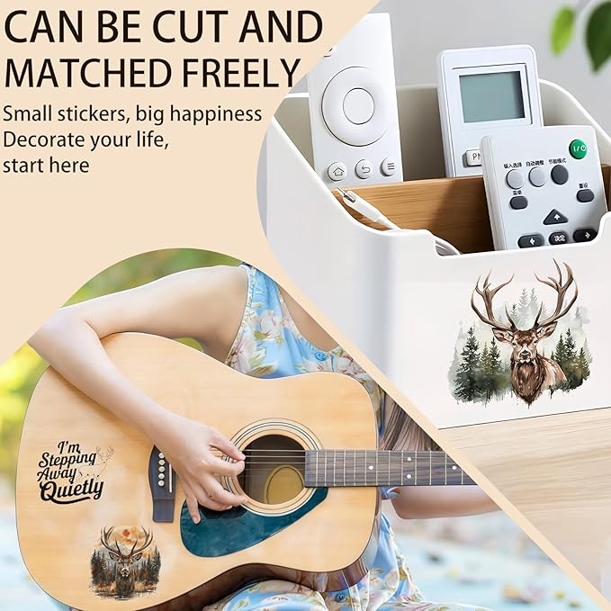 4 Sheets Rub on Transfers for Crafts, Forest Deer Furniture Transfers for Wood
