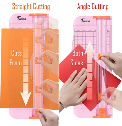 Firbon A4 Paper Cutter 12 Inch Titanium Straight Paper Trimmer with Side Ruler for Scrapbooking Craft, Paper, Coupon, Label, Cardstock(Pink)