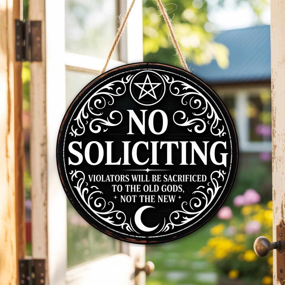 Gothic Gifts No Soliciting Sign for House Front Door, Witchy Gift No Soliciting Sign for Halloween
