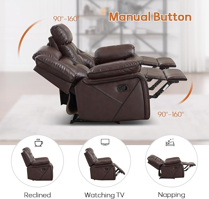 EBELLO Faux Leather Recliner Sofa Furniture Set