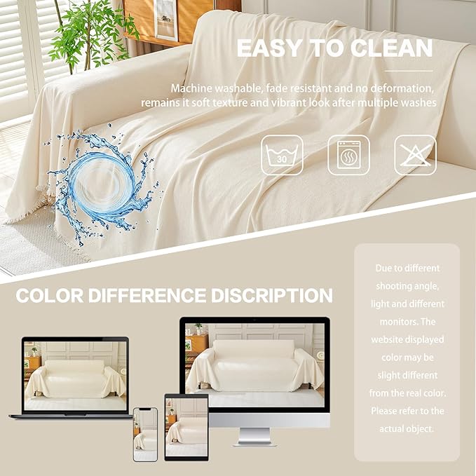 DREAMINGO Sofa Covers Washable Thick Chenille Couch Cover