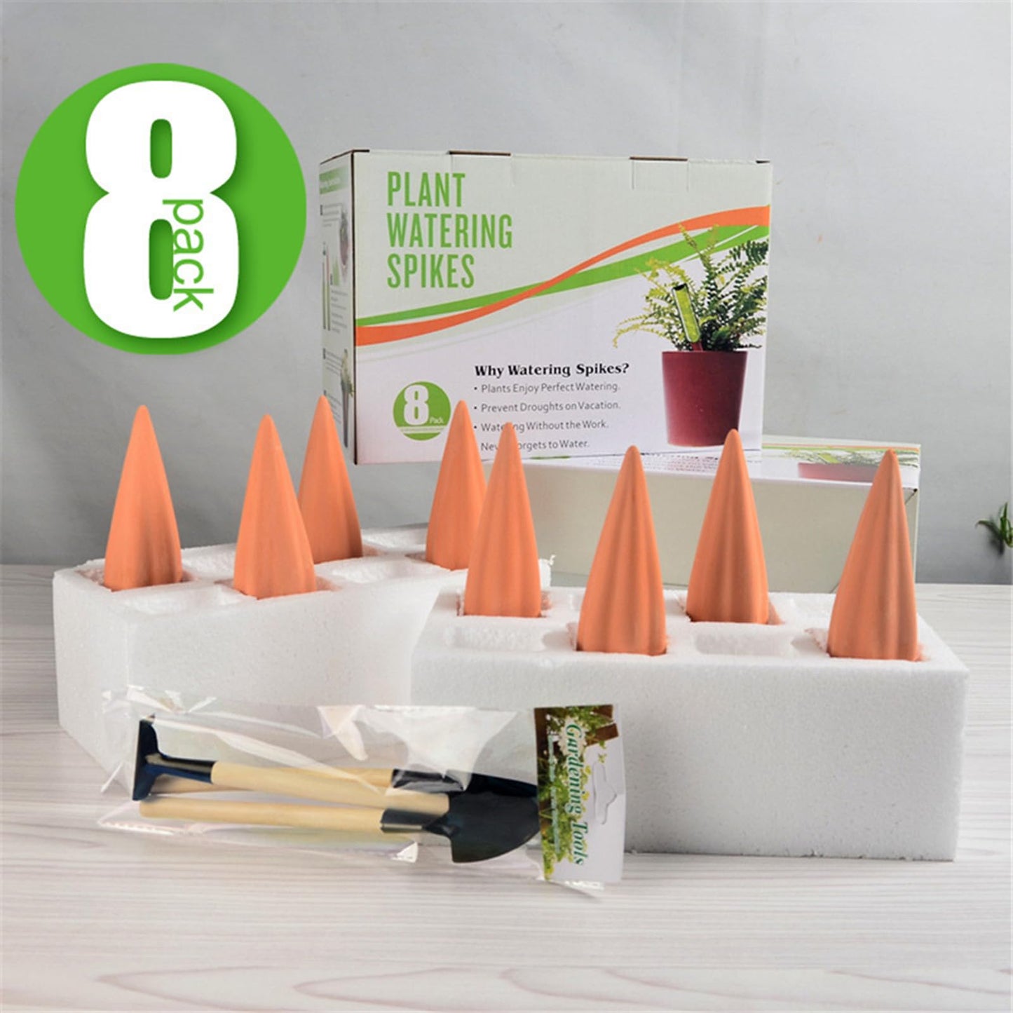Plant Watering Devices, 8 Pack Terracotta Watering Spikes, Automatic Self Watering Spikes, Clay Wine Bottle Plant Watering Devices for Vacation, Self-Watering Stakes for Indoor Outdoor Plants
