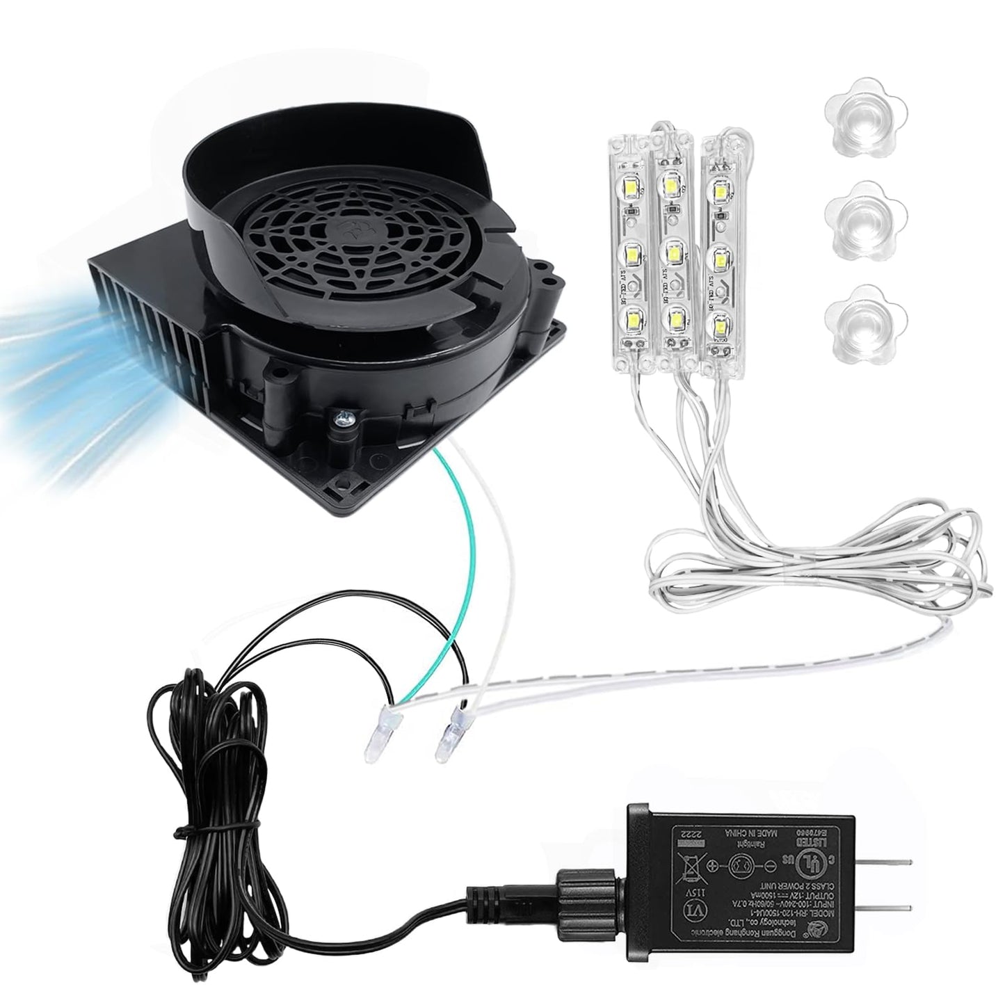 Inflatable Fan Blower Replacement, 12V 1.2A Waterproof Air Blower with 3 LED Light String for Halloween, Christmas, Easter，Thanksgiving Day Inflatables Fan Blower, Inflatables Indoor Outdoor