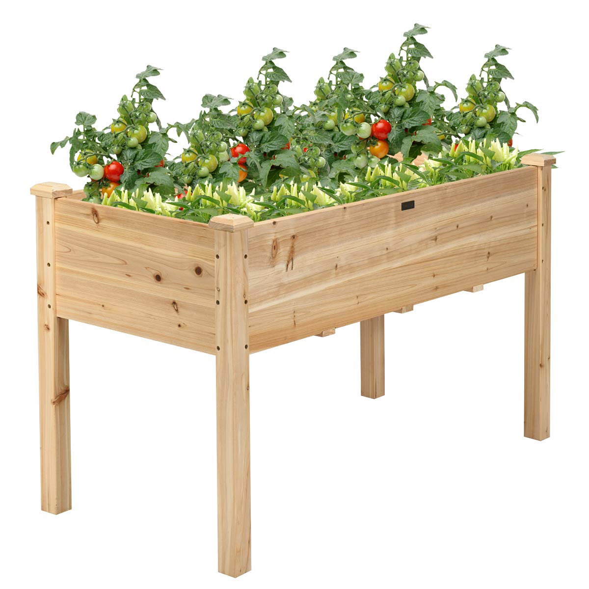 Giantex Raised Garden Bed, Wood Planter Box with Legs, Drain Holes, Elevated Garden Bed for Vegetables, Standing Garden Container Planter Raised Beds for Backyard, Patio, 49" Lx23 Wx30 H