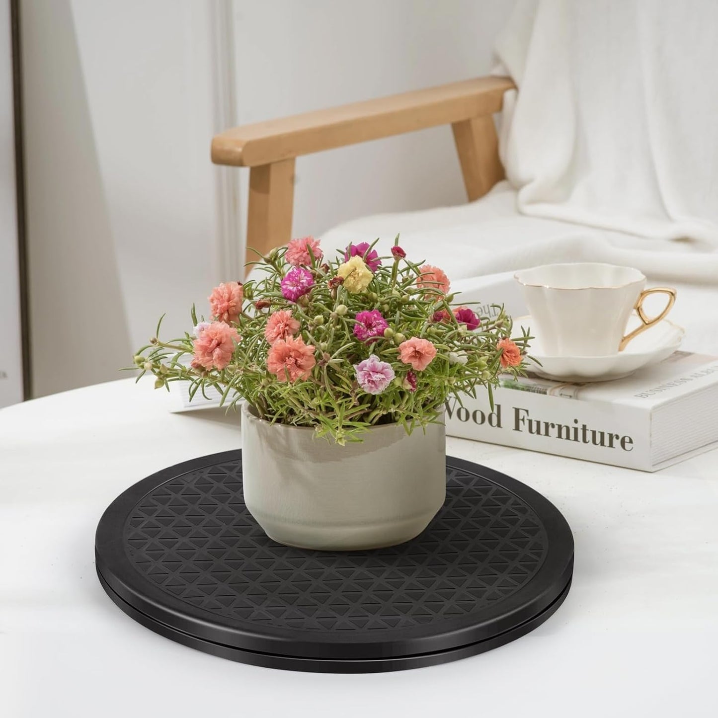 2Pack Lazy Susan 10 inch with Steel Ball Bearings Large Lazy Susan Turntable Rotating Swivel Stand for Flat Panel Monitors, TV's, Potted Plants, Stereo Speakers, Black