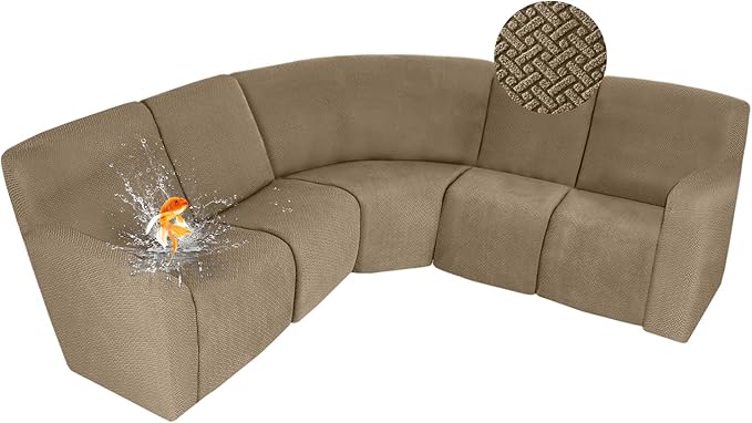 ALIECOM 100% Waterproof Recliner Sectional Couch Covers L Shape Stretch Corner