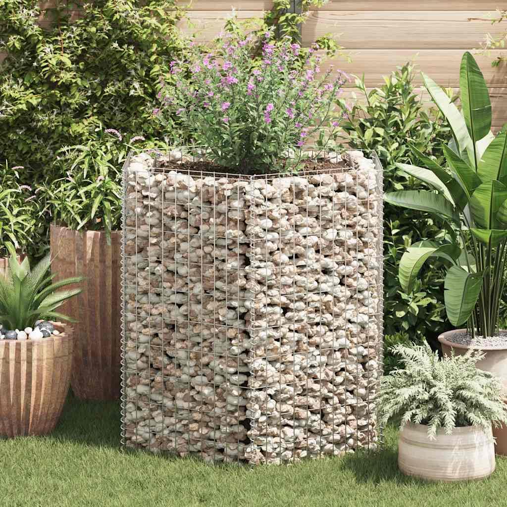 YAFF Hexagonal Gabion Raised Bed in Silver Galvanized Steel, 39.4 x 35.4 x 39.4 inches - Heavy Duty 1400 kg Capacity