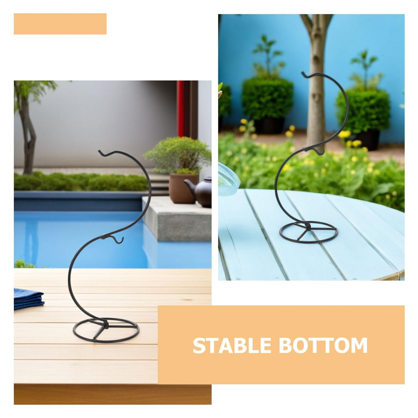 VOSAREA 2pcs Glass Globe Holder Hanging Stand, S-shaped Iron Wire Display Rack for Terrariums, Air Plants, and Seasonal Ornaments, 14x34.2cm, Home and Wedding Decoration